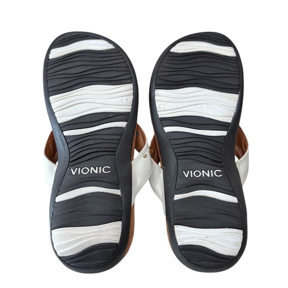 Vionic Orthaheel Floriana Thong Sandals Size 9 WIDE White Leather Embellished - Picture 8 of 16